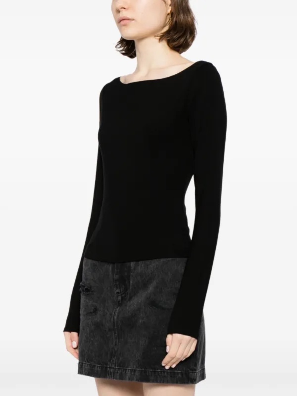 Reformation Wiley boat-neck top black large